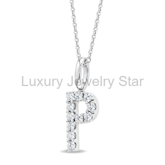 Classic 'P' Initial Diamond Pendant