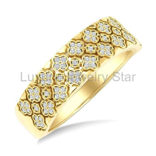 Clover Honeycomb Diamond Fashion Band