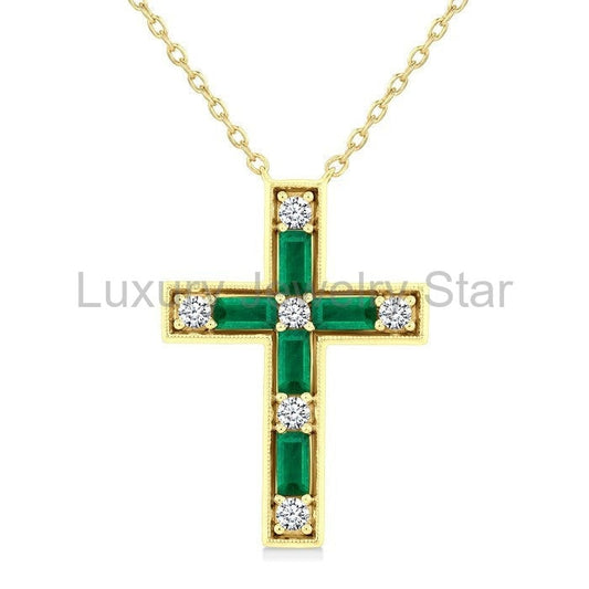 Cross Gemstone & Diamond Fashion Pendant
