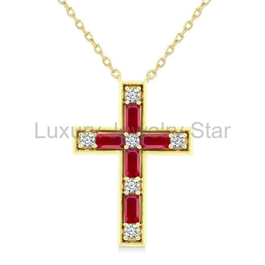 Cross Gemstone & Diamond Fashion Pendant