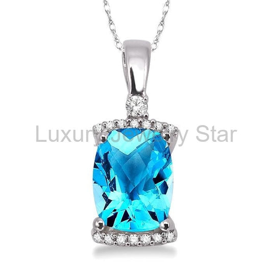 Cushion Shape Gemstone & Diamond Pendant