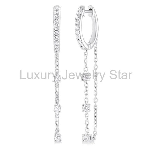 Diamond Hoop Chain Earrings