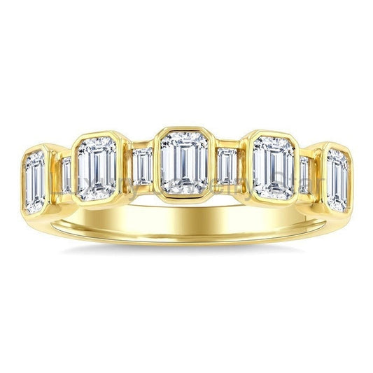 Emerald Shape Bezel Set Diamond Fashion Band - image 2