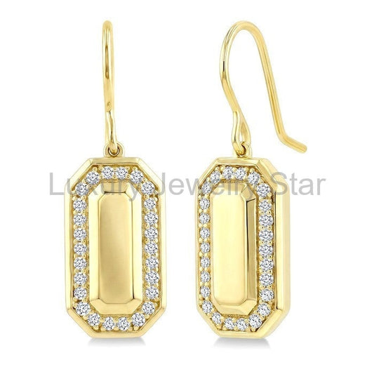 Emerald Shape Diamond Fashion Earrings