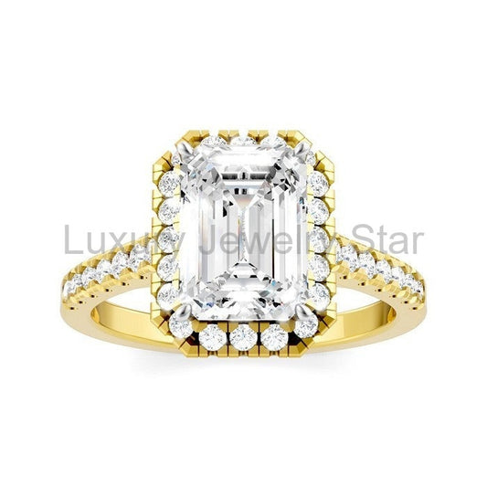 Emerald Shape Semi-Mount Halo Diamond Engagement Ring - image 2