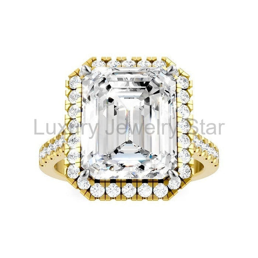 Emerald Shape Semi-Mount Halo Diamond Engagement Ring - image 2