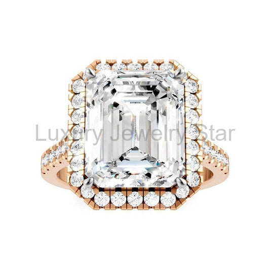 Emerald Shape Semi-Mount Halo Diamond Engagement Ring - image 2