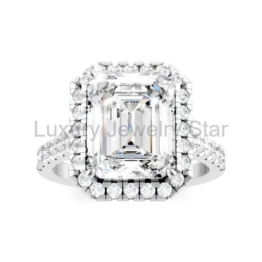 Emerald Shape Semi-Mount Halo Diamond Engagement Ring - image 2