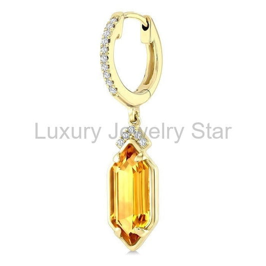 Evoque Gemstone Hexagon Shape & Diamond Earrings - image 2