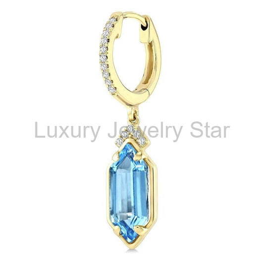 Evoque Gemstone Hexagon Shape & Diamond Earrings - image 2