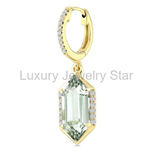 Evoque Gemstone Hexagon Shape & Diamond Earrings - image 2