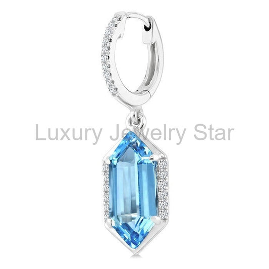 Evoque Gemstone Hexagon Shape & Diamond Earrings - image 2