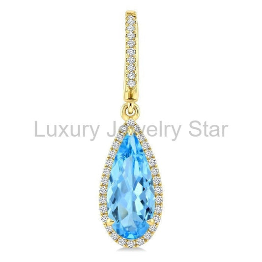 Evoque Gemstone Pear Shape & Halo Diamond Earrings - image 2