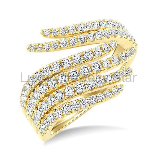 Feather Pave-Set Diamond Fashion Ring