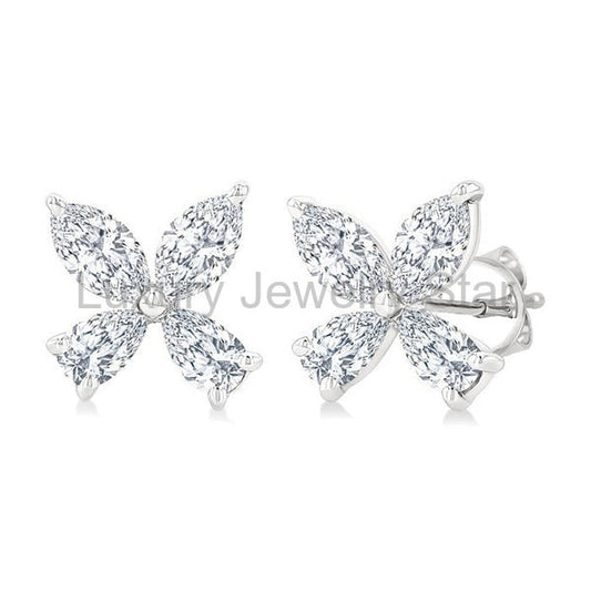 Floral Diamond Stud Earrings