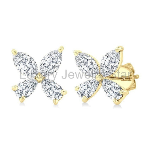 Floral Diamond Stud Earrings