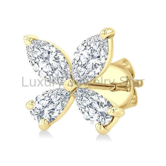 Floral Diamond Stud Earrings - image 2