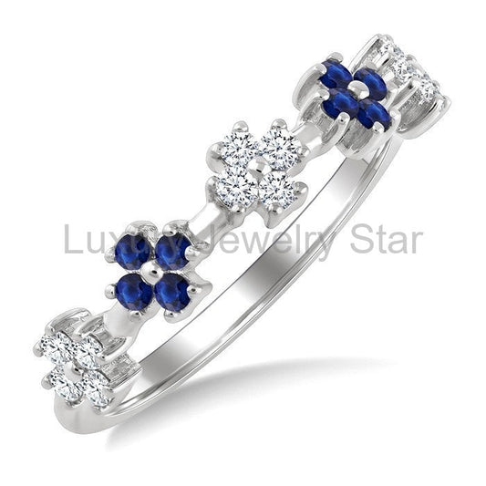 Floral Gemstone & Diamond Fashion Ring