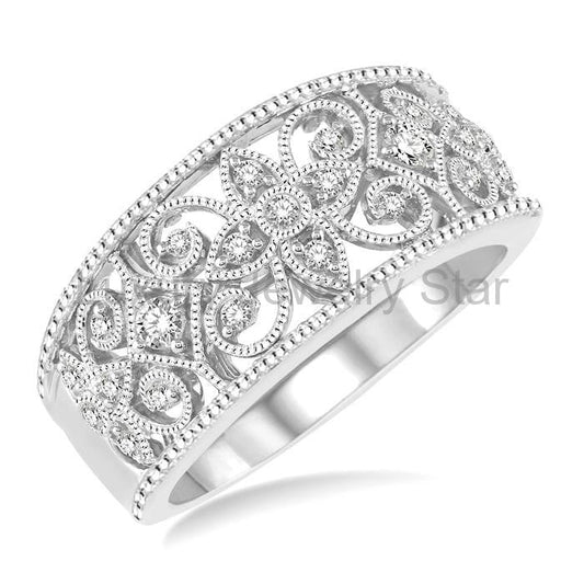 Floral Lattice Diamond Fashion Ring
