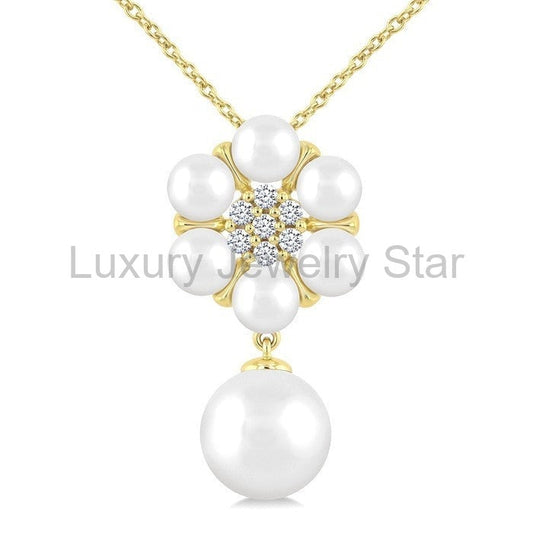Floral Pearl & Diamond Fashion Pendant