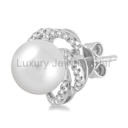 Flower Pearl & Diamond Earrings - image 2