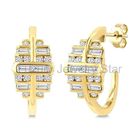 Fusion Diamond Fashion Half Hoop Earrings
