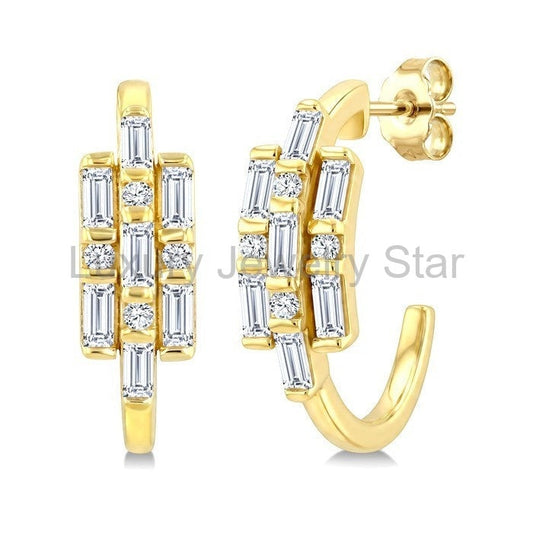 Fusion Diamond Fashion Half Hoop Earrings