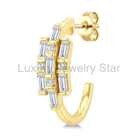 Fusion Diamond Fashion Half Hoop Earrings - image 2