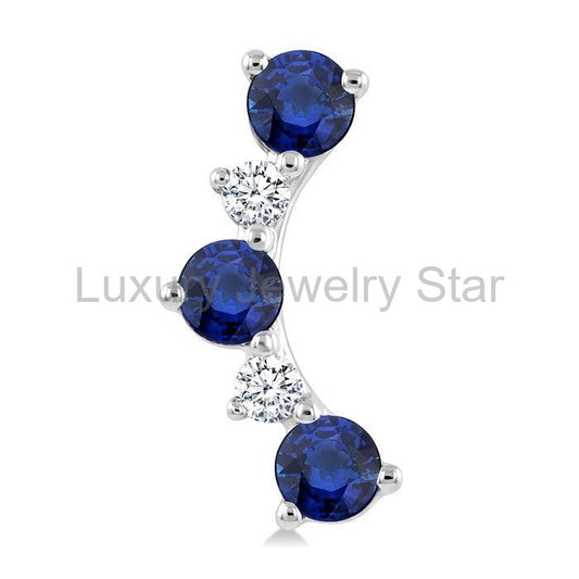 Gemstone & Petite Diamond Fashion Ear Climbers - image 2