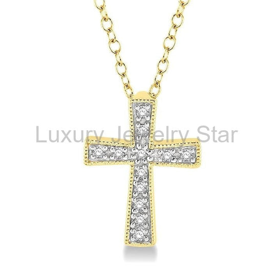 Gold Vermeil Cross Diamond Fashion Pendant