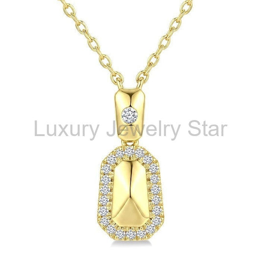 Golden Glow Emerald Shape Diamond Fashion Pendant