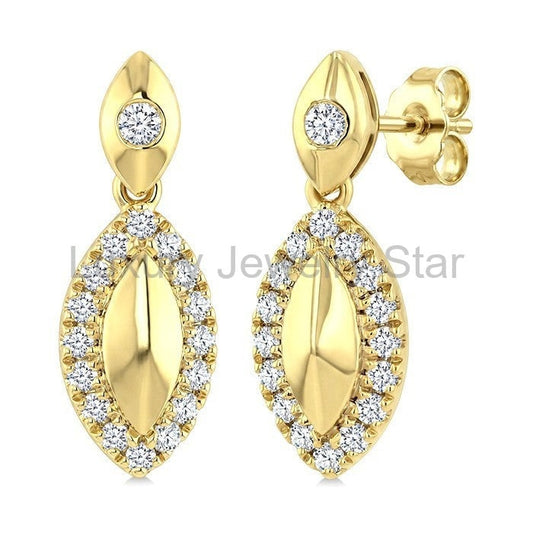 Golden Glow Marquise Shape Diamond Fashion Earrings
