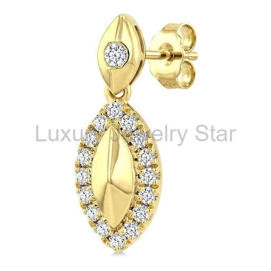Golden Glow Marquise Shape Diamond Fashion Earrings - image 2