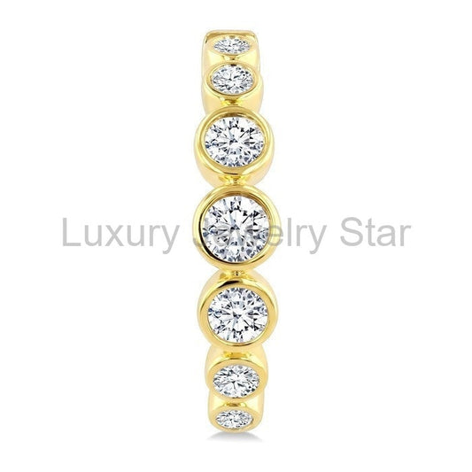 Graduated Bezel Set Diamond Fashion Hoop Earrings - image 2