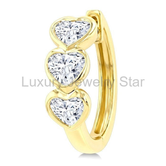 Heart Shape Bezel Diamond Huggie Earrings - image 2