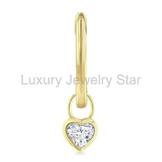 Heart Shape Bezel Set Diamond Huggie Fashion Earrings - image 2