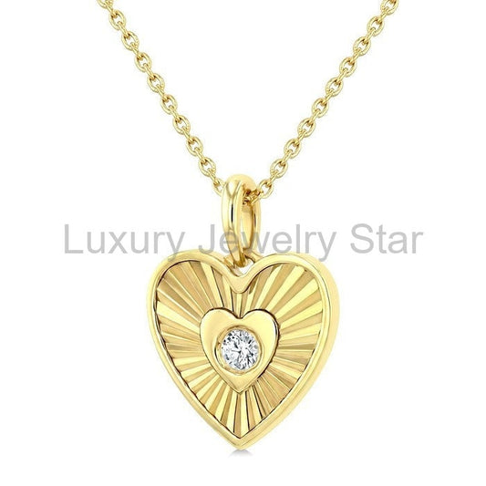 Heart Shape Fluted Diamond Fashion Pendant