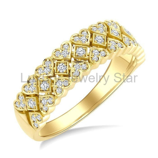 Heart Shape Weave Diamond Fashion Band