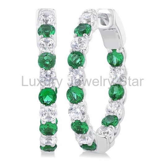 Inside-Out Alternate Gemstone & Diamond Hoop Earrings