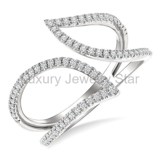 Leaf Diamond Fashion Open Ring