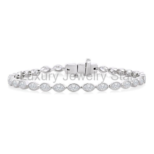 Marquise Shape East-West Bezel Set Diamond Tennis Bracelet