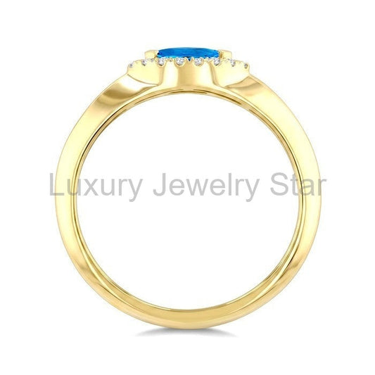 Marquise Shape Gemstone & Halo Diamond Ring
