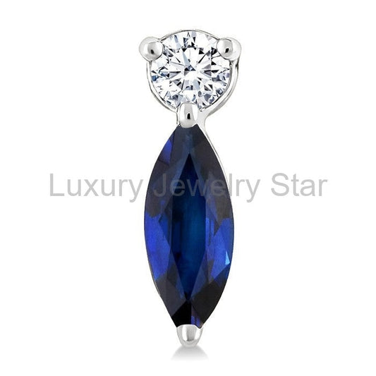 Marquise Shape Gemstone & Petite Diamond Earrings - image 2