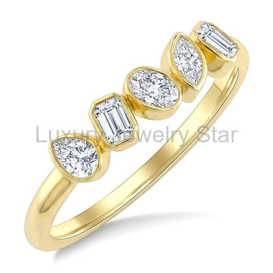 Mixed Shape Diamond Fashion Bar Ring