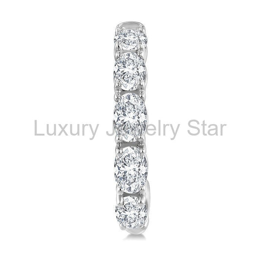 Oval Shape Diamond Fashion Half Hoop Earrings - image 2