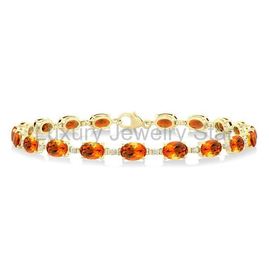 Oval Shape Gemstone & Diamond Bracelet