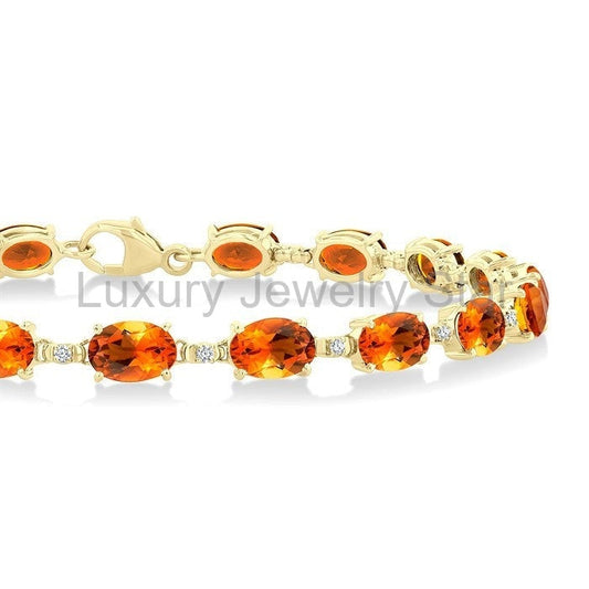Oval Shape Gemstone & Diamond Bracelet