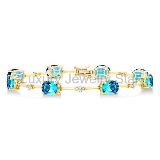 Oval Shape Gemstone & Diamond Bracelet