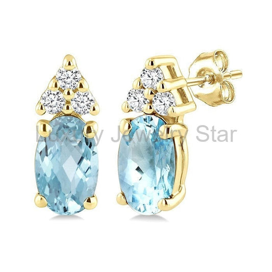 Oval Shape Gemstone & Diamond Earrings