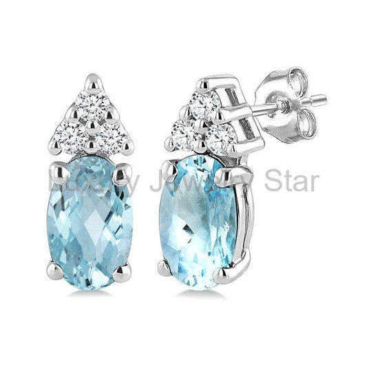 Oval Shape Gemstone & Diamond Earrings